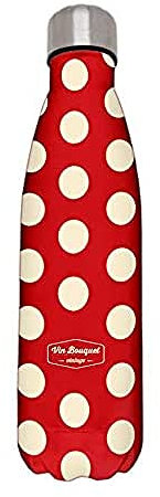 Nerthus Botella FIV 187 Termo Doble Pared Vintage Rojo, con Aislante, de Acero Inoxidable, Rosa, 500 ml