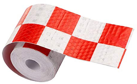WeFoonLo 6m / 20ft Auto Auto reflektierende Klebeband Sicherheit Vorsicht Warnung Aufkleber für Autos, LKW, Anhänger, Wohnmobile, Camper, Boote und Postfächer - rot und weiß (Gitter)