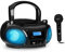 Auna Portable Radio CD Player for Home, 3W Boombox FM+ Radio with Bluetooth + AUX, Stereo System w/Mic, LED Lights & Carrying Handle, USB, MP3 & Bluetooth 5.0 Streaming, Boombox Radio Mains Powered