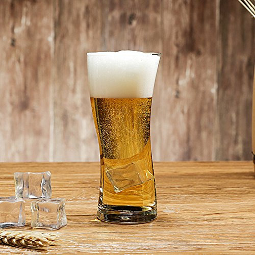 YJZQ Glas Bierkrug Original Bierseidel Getränke Trinkbecher 0,4 Liter Bierglas Transparent Bierhumpen für Party Bar KTV spülmaschinenfest