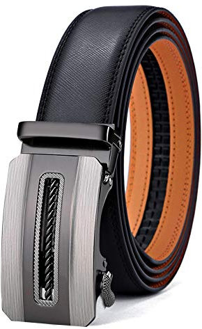 BULLIANT Gürtel Herren, Gürtel Ratsche Ledergürtel Automatikschließe für Herren Anzug Business Kleidung,Breit 35mm,Größe Angepasst(Schwarz-130cm/38-44 taille verstellbar)