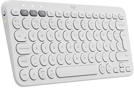 Logitech K380 Teclado Inalámbrico Multi-Dispositivo para Windows/Apple iOS/Android/Chrome, Bluetooth, Diseño Compacto, PC/Mac/Portátil/Smartphone/Tablet/Apple TV, Disposición QWERTY Español - Blanco