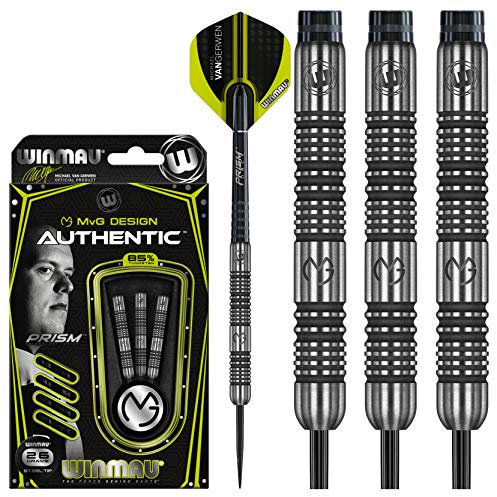 WINMAU Michael Van Gerwen MvG Authentic 26g Profi Wolfram Steeltip Dartpfeile Set mit Flights und Schäfte