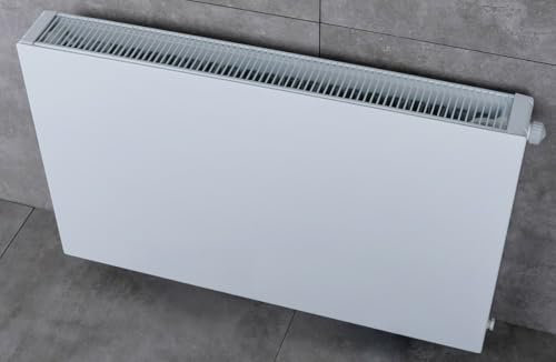 Planheizkörper mit Planfront glatt - Mittelanschluss - Kompakt- & Ventilheizkörper - Typ 22 - inkl. Halter & Ventil - 500 x 800 mm (Höhe x Breite) - RAL 9016 reinweiß