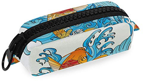 Montoj Federmäppchen mit großem Fassungsvermögen, für Koi, Tattoo, Make-up-Pinsel, Organizer-Tasche aus Segeltuch