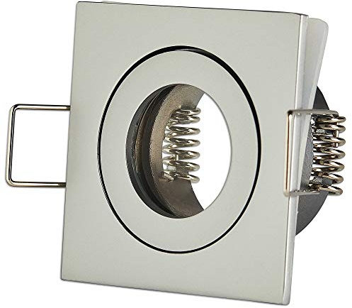 10x Einbaustrahler Rahmen Set Silber eckig IP-44 für Bad und Außen-Bereich - Einbaurahmen für GU11 MR11 Leuchtmittel 35mm - 40mm Bohrloch Badezimmer Einbau-Spot Strahler Einbauleuchte