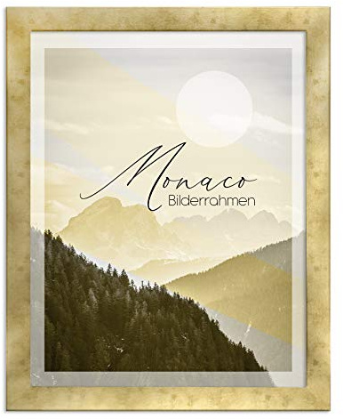 BIRAPA Monaco Bilderrahmen 50x100 cm Gold Antik - Bilderrahmen Metall Optik, Alu Gebürstet Rahmen, Posterrahmen, Wechselrahmen