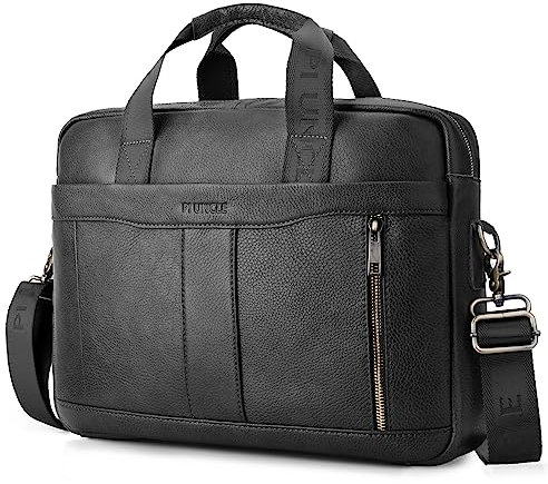 SPAHER Sacoche Ordinateur Cuir Homme 15.6 Pouces Porte Document Sac à Main Bandoulière Cartable Affaire Serviette Business Cadeau