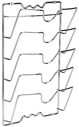 Wakects Pfannendeckelhalter,Vertikaler topfdeckelhalter wand, praktisches K¨¹chenzubeh?r f¨¹r 5 Deckel in verschiedenen Gr??en, Organizer f¨¹r Pfannendeckel, 40,7 x 25,7 x 7,5 cm