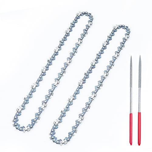 Mini cadena de motosierra de 8 pulgadas, paquete de 2, calibre de 43 pulgadas, paso LP de 1/4 pulgadas, 47 eslabones de transmisión, se adapta a todas las mini motosierras de 8 pulgadas, incluye lima