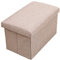 DRSUMLF Pouf de rangement pliable - Repose-pieds cube en lin - Siège unique - Coffre de rangement pliable avec couvercles