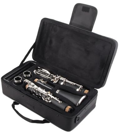 Student Clarinet Beginner Set, 17-Key with Cleaning Cloth, Reed, Screwdriver and Box Clarinet Cleaning Kit (Black)