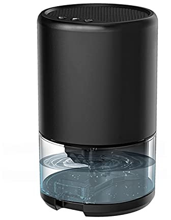 Dehumidifier, Portable 1000ml Home with Mini Ultra Quiet Air Purifier Combats Condensation, Damp and Mould, for Kitchen, Bedroom, Office, Garage, Bathroom (Black)