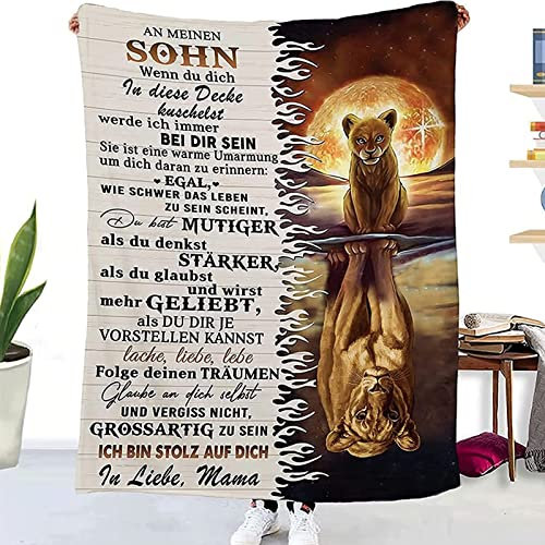 ZQYMM Personalisierte Decke Sohn Geschenke von Mama, Mutter Sohn Geschenke, Kuscheldecke Flauschige, Witziges Geburtstagsgeschenk für Meinen Sohn, 18 Geburtstag Junge