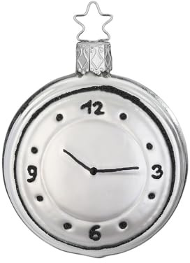 Inge Glas - Christbaumschmuck, Weihnachtsbaumschmuck - Taschenuhr - Glas - Farbe: Silber - Höhe 7,5 cm