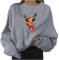 Damen Weihnachtspullover mit Einen Elch Pullover Damen V Ausschnitt Blau Rudolph Rentier Druck Sweatshirt Frauen Winter Weihnachts Weihnachtspulli Lustig Christmas Sweat Oberteile Mädchen