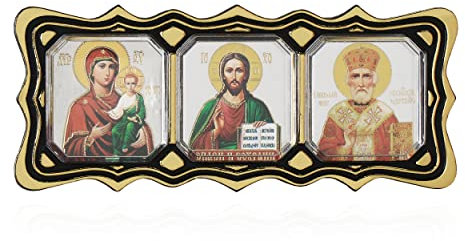 NKlaus Autoplakette Ikone Triptych GM Von Smolensk Jesus Cristus Hl. Nikolaus 11341