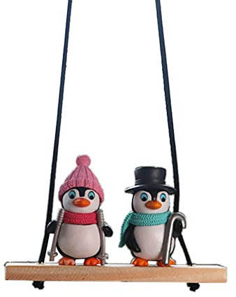 ISAKEN Auto Anhänger Auto Rückspiegel Anhänger Schaukel Pinguin Ornament Auto Innenraum Zubehör Deko Spiegel Charms Lustige Auto Rückspiegel Dekoration Auto Innen Styling Zubehör