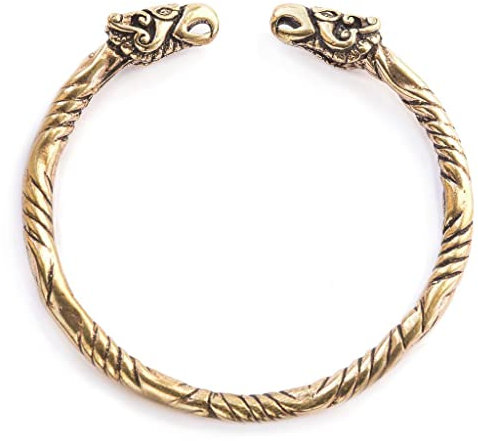 Windalf Vikings Armreif HUGIN & MUNIN Ø 5.9 cm Odins Raben Wikinger-Schmuck Vintage Bronze