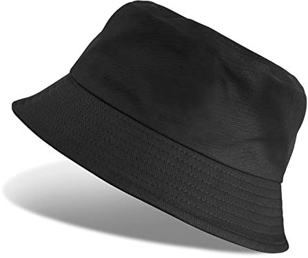 Tuopuda Fischerhüte Damen Bunt, Bucket Hat Faltbar Unisex, Sonnenhut Sommerhut Anglerhut Baumwolle Mütze 56-58cm, schwarz-B