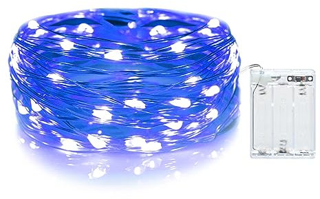 Gcstnn LED Lichterkette, 3M/9,8Ft Micro 30LEDs mit Timer (6 Stunden AN | 18 Stunden AUS) wird mit Batterie betrieben für Zimmer, Terrasse, Halloween, Weihnachten, Innen/Außen Dekoration| Blau