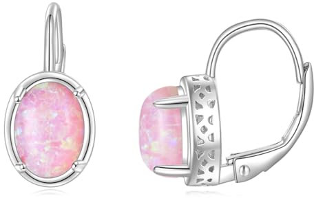 POPLYKE Rosa Opal Leverback Ohrringe für Frauen Sterling Silber Leverback Ohrringe Rosa Opal Schmuck Geschenk für Mädchen (lila Opal)