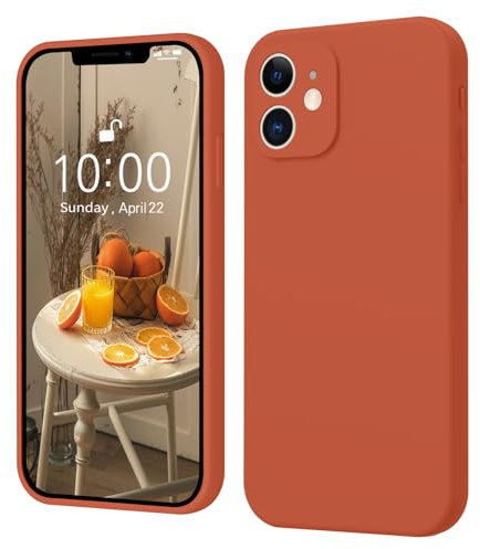 ElestBela iPhone 12 Hülle Silikon Case, Hanyhülle iPhone 12 Ultra Dünn Slim mit Microfiber, Kratzfeste Rundumschutz Case Schutzhülle Hülle für iPhone 12 6.1'' Orange