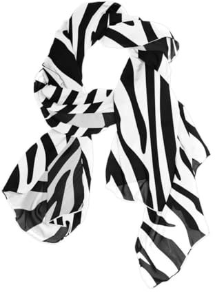 Frauen Seidenschal Tiger Gestreifte Tierhaut Wild Schwarz Weiß Große Haar Wraps Schal Kopf Hals Halstuch, Color2296, 70.86x35.4 inches
