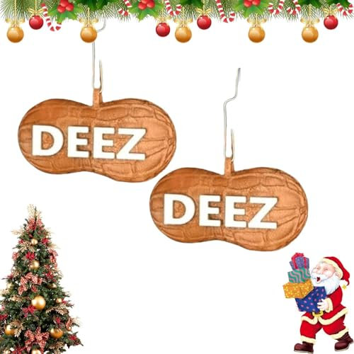 Deez Nüsse Ornament Einzigartige Erdnuss Hängende Dekoration Baumschmuck Lustige Neuheit Nuss Weihnachtsbaum Ornamente 3D Acryl Nuss Anhänger Für Weihnachtsbaum Tür Dekor (planar+3D)