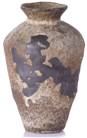 Wabi Sabi Decor Rusty Vintage Vase, 22,1 cm hoch, rustikale Bauernhaus-Vase für Tafelaufsatz, strukturierte Keramik-Blumenvasen für Heimdekoration, Tisch, Wohnzimmer, Schlafzimmer, Badezimmer, Küche