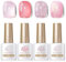 BORN PRETTY Jelly Pink Gel Nail Polish Shimmer Pearl Glitter Gel Polish 4 Colors French Manicure Sheer Nude Jelly Gel Varnish Soak Off U V Gel Set for Home DIY Manicure