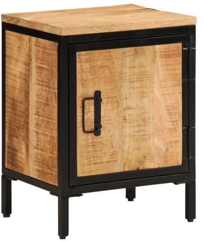 vidaXL Nachttisch, Nachtschrank mit Stauraum, Nachtkonsole Nachtkommode für Schlafzimmer, Beistelltisch Wohnzimmer, Raues Massivholz Mango