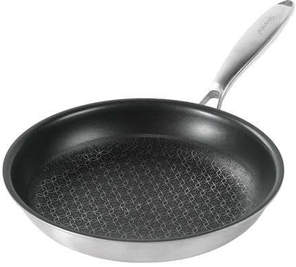 Silverstar Edelstahlpfanne 24 cm Wabenstruktur Sterne Kratzfeste Antihaft Pfanne Induktion, Wabenpfanne aus Edelstahl Mehrschichtmaterial Bratpfanne für alle Herdarten, Backofen, Spülmaschine geeignet