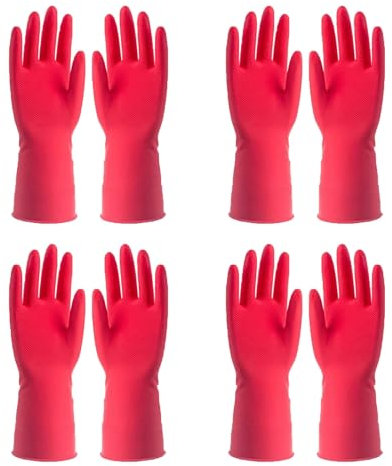 LUNCHS Putzhandschuhe 4 Paare Haushaltshandschuhe Gute Elastizität Mit Textur Gummihandschuhe Geeignet für Die Erledigung Von Hausarbeiten(XL_BASIC)