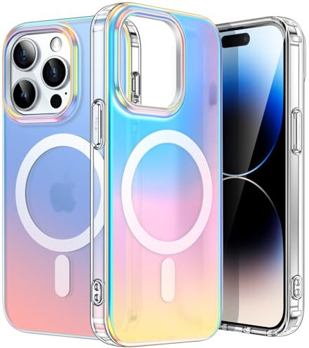 JETech Iridescent Case for iPhone 14 Pro Max 6.7-Inch Compatible with MagSafe, Cute Unique and Aesthetic Design, Colorful Fluorescent Translucent Back Shockproof Phone Cover (Iridescent)