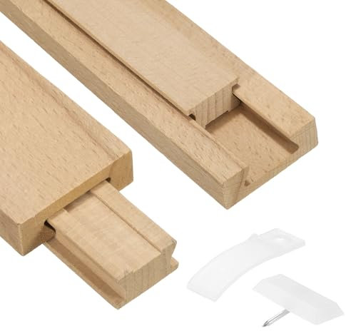 sourcing map 4 Set Wooden Drawer Slides, 9-7/8 (25 CM) Classic Wood Center Guide Track with Plastic Slide Glide Bracket, Wood Drawer Glides Bottom Rails Replacement Kit