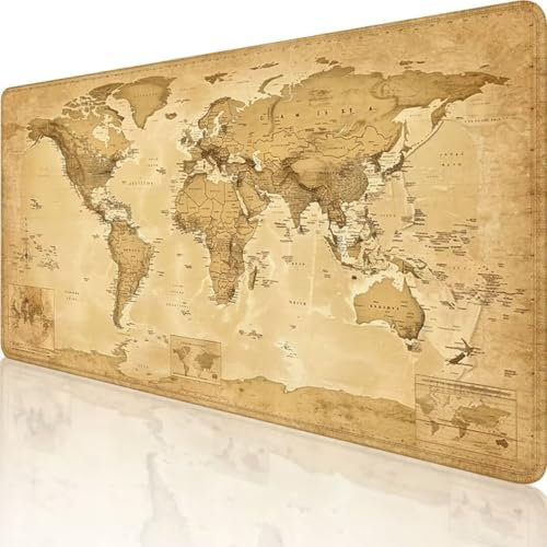 Giallo Tappetino Mouse xxl 1200 x 600mm, Tappetino Mouse Gaming Mappa Del Mondo Mousepad Esteso, Migliora Precisione e Velocità, Tappetino Scrivania Pc Impermeabile per Ufficio e Accessori Gaming 7-S