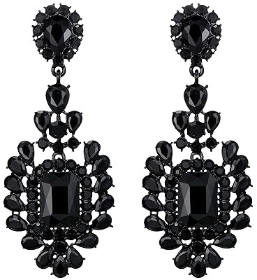 EVER FAITH Kostüm Statement Ohrringe für Damen, funkelnde Kristall Vintage-Stil Art Deco Strass für Hochzeit Party klar Silber-Ton baumeln