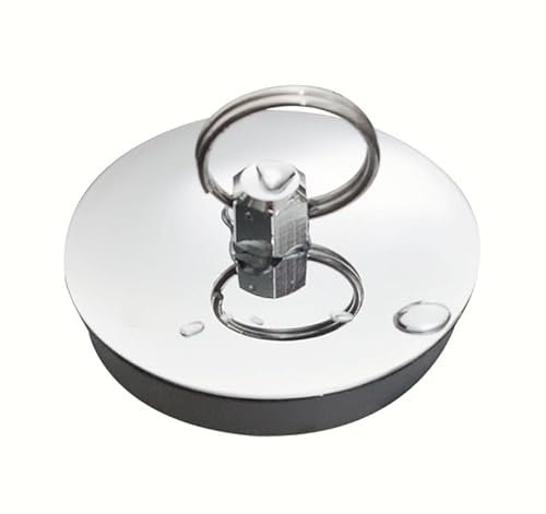 1 pièce Bouchon de Baignoire avec 1 pièce chaînette, Bouchon de vidange d'évier, Bouchon de vidange en Silicone en Acier Inoxydable pour Les piscines, Les baignoires et la Cuisine