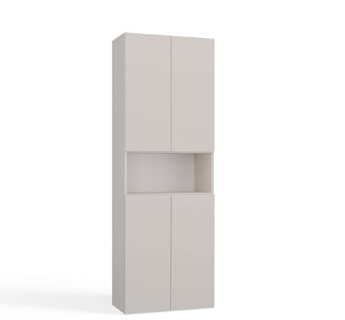 CDF Bad-Hochschrank NEL 1K DK | Farbe: Kaschmir (beige) | Modernes Badregal | Stauraumschrank | Geräumige Einlegeböden | Türen | Einfache Montage | Stilvolle Griffe