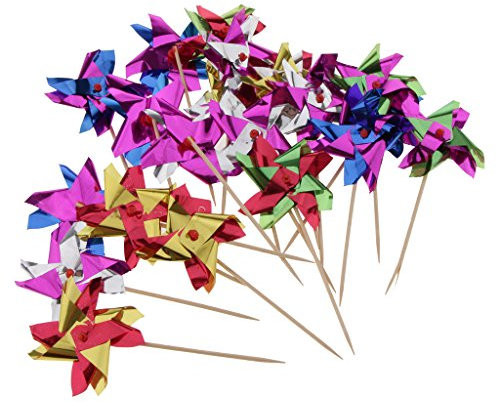50 Pieces Foil Windmill Fruit Sticks Cocktail Picks Party Table Decoration