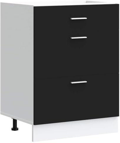 vidaXL Mueble bajo de Cocina “Lyon” de Madera de ingeniería Negra