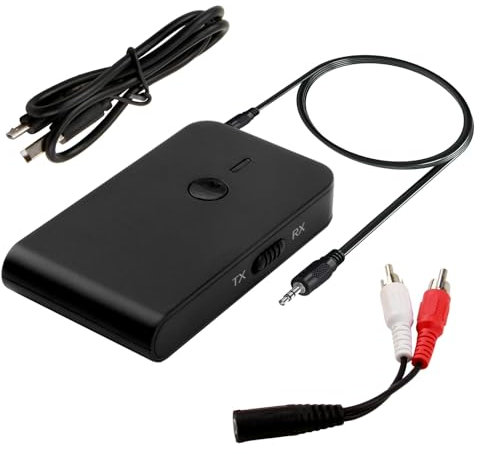 Upgraded Bluetooth 5.3 Audio Receiver for Speakers, Wireless Adapter for Home and Car Stereo Systems with 3.5mm RCA Jack, 20-Hour Playtime Dual Device Connection Easy ON/OFF Control