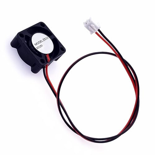 JZK 25x25x10 mm DC 12V Mini Kühllüfter 25mm mit 2-poligem Anschluss, 9000 U/min, 0.04 A, 2510 Kugellager kleiner bürstenloser DC Lüfter 2.5cm für Entwicklungsplatine, Grafikkarte, 3D-Druckerlüfter