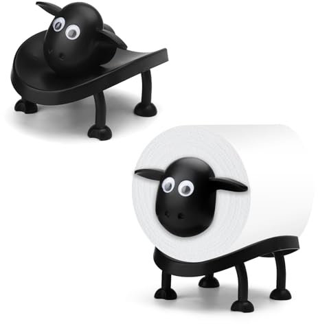 ZMDMAH 1 porte-papier toilette avec mouton, porte-papier toilette amusant en forme de mouton noir pour papier toilette, porte-rouleau de papier toilette ou comme cadeau