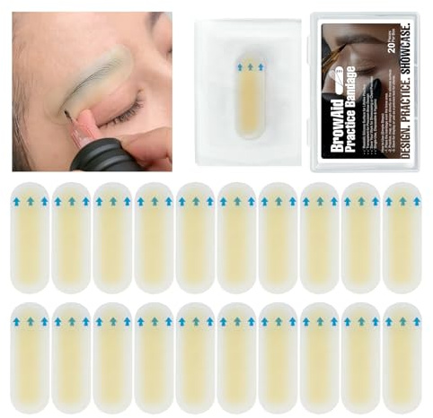BrowAid 20 Pcs Realistic Eyebrow Training Bandages for Beginners Eyebrow Design Disposable PMU Supplies
