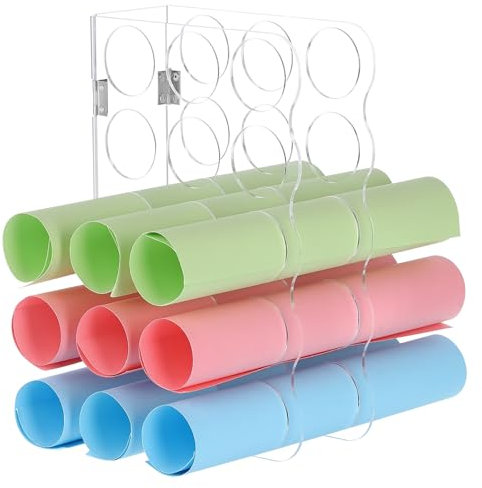 PATIKIL Vinyl Roll Storage Rack, 15 Holes | Aperture 1.97 Inch Vinyl Roll Holder Art Supply Storage Organizer for Office Home Craft Room, Transparent