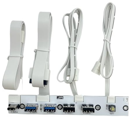 Juqoyue USB 3.0 Front Panel IO Panel 2-Port USB3.0+2-Port USB2.0+1-Port TYPE-C 20G+LED Switch for Desktop Computer Chassis White