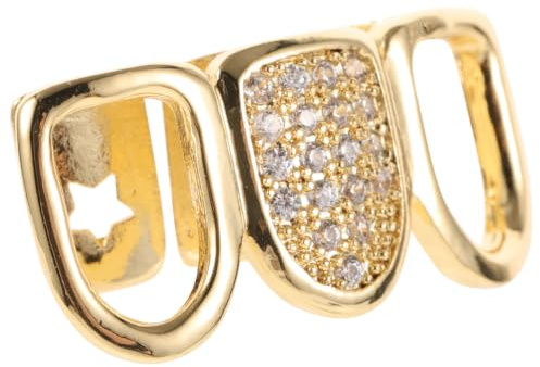 WRITWAA Gold Hohlmuster Zahnschmuck abnehmbar Party | Kupfer mit Gold-Finish, Hohlmuster-Design, für Cosplay & Fotoshootings, Unisex, 2,40 x 1,00 x 0,80 cm