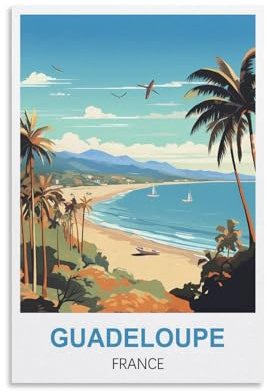 NPRZM Blechschilder, Retro, Guadeloupe, Frankreich, Blechschild, Plakette, Poster, Wandkunst, Dekoration für Café, Bar, Restaurant, Pub, 30 x 30 cm